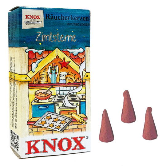 24 Medium Incense Cones in Cinnamon Stars Scent ~ Christmas Baking Scents by Knox ~ Germany